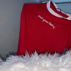 Red cropped top